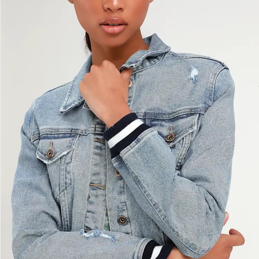 Brando Light Wash Denim Bomber Jacket